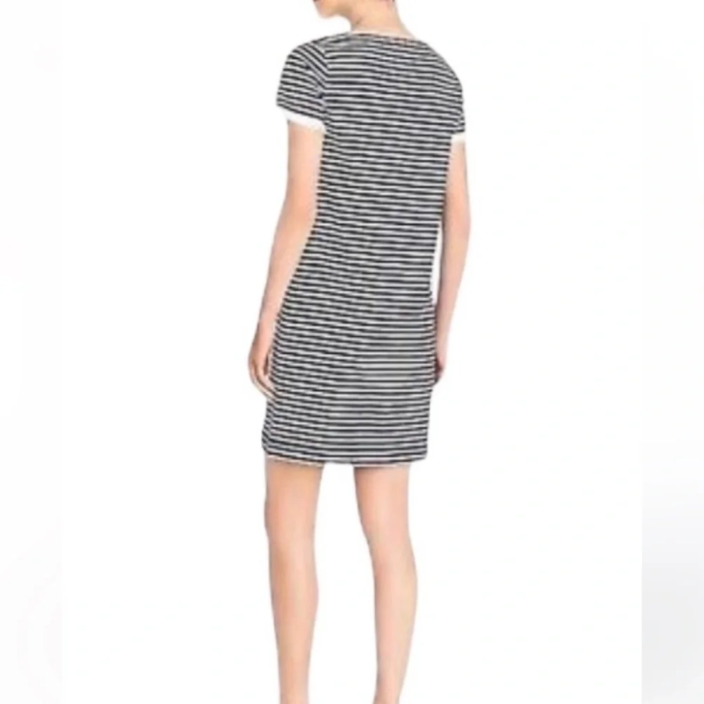 J CREW WOMENS NAVY WHITE STRIPE MINI DRESS RUFFLE SLEEVE SMALL
